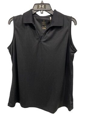 Nancy Lopez Luster Golf Polo Shirt XL Sleeveless Black Desert Dry Athleisure NEW